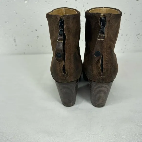 Rag &amp; Bone size 38 / 8 Newbury Brown Distressed Suede Ankle Boots