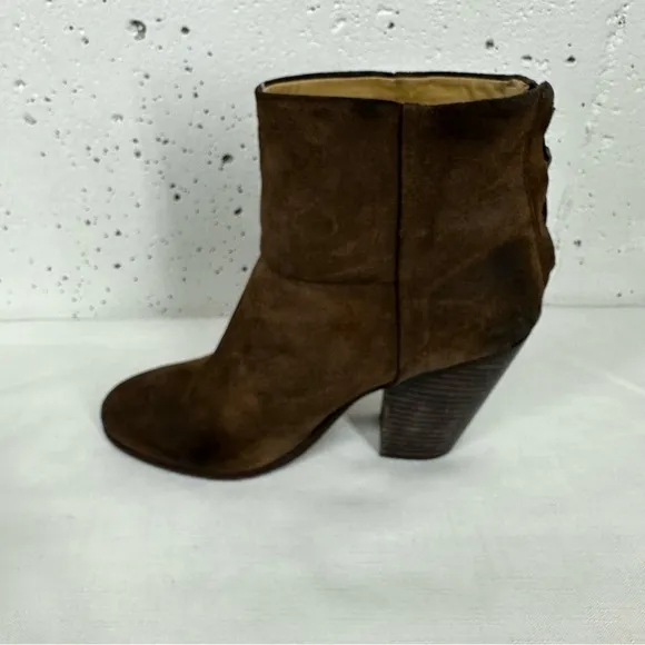 Rag &amp; Bone size 38 / 8 Newbury Brown Distressed Suede Ankle Boots
