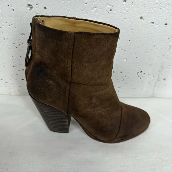 Rag &amp; Bone size 38 / 8 Newbury Brown Distressed Suede Ankle Boots
