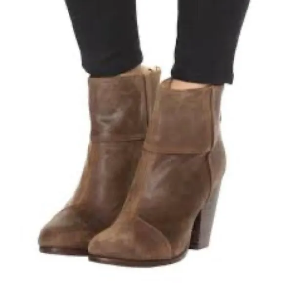 Rag &amp; Bone size 38 / 8 Newbury Brown Distressed Suede Ankle Boots