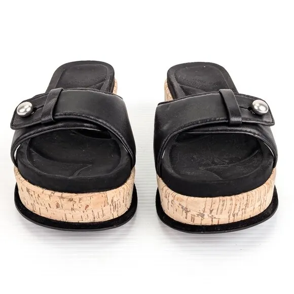 Rag &amp; Bone Women Summer Black Leather Platform Slide Sandals 6US EUR 36.5