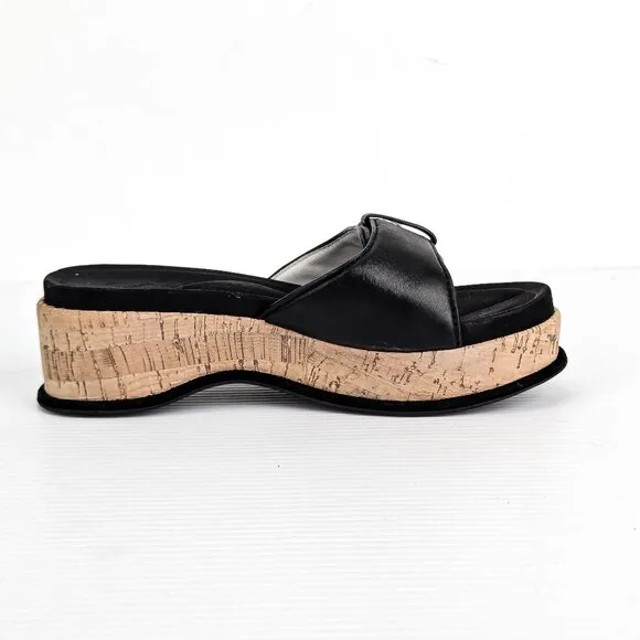 Rag &amp; Bone Women Summer Black Leather Platform Slide Sandals 6US EUR 36.5