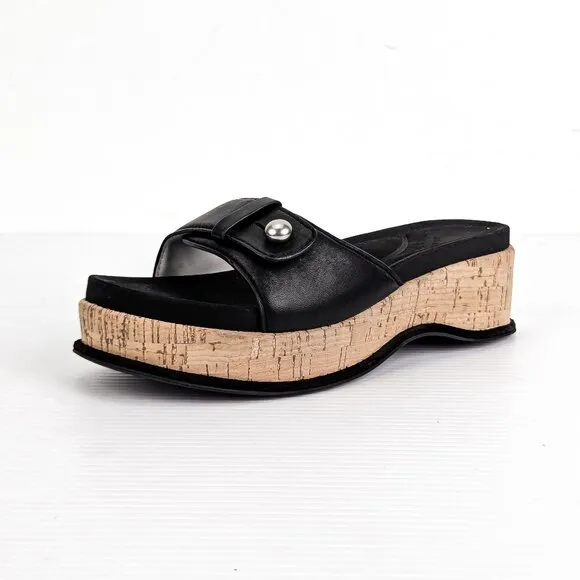 Rag &amp; Bone Women Summer Black Leather Platform Slide Sandals 6US EUR 36.5