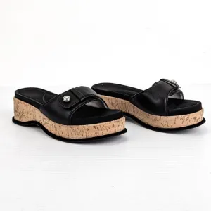 Rag &amp; Bone Women Summer Black Leather Platform Slide Sandals 6US EUR 36.5