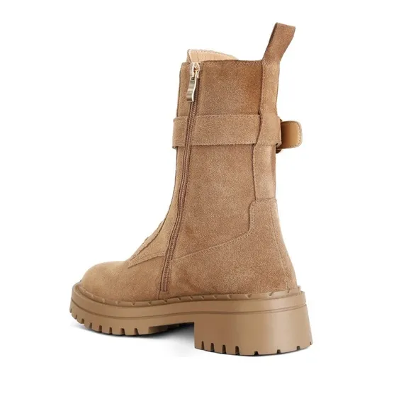Rag &amp; Co Tan Suede Kasper Combat Boots Lace Up Style Zipper Women’s Size 9