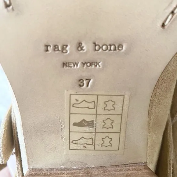 Rag And Bone Harley Dune Suede Leather Cream Boots Bootie EU Size 37 MSRP $495