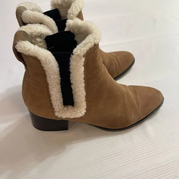 Rag And Bone Walker Suede Ankle Boots Shearling Trimmed Size 38.5 US 8.5 8 1/2