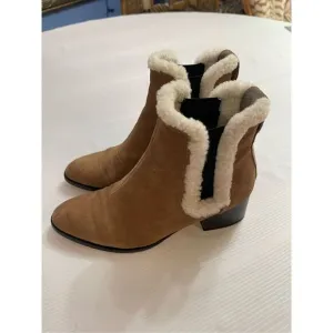 Rag And Bone Walker Suede Ankle Boots Shearling Trimmed Size 38.5 US 8.5 8 1/2
