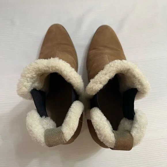 Rag And Bone Walker Suede Ankle Boots Shearling Trimmed Size 38.5 US 8.5 8 1/2