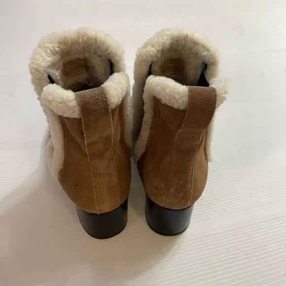 Rag And Bone Walker Suede Ankle Boots Shearling Trimmed Size 38.5 US 8.5 8 1/2
