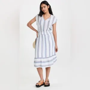 Rails Ashlyn Linen Blend Striped Midi Dress Women’s Size Medium
