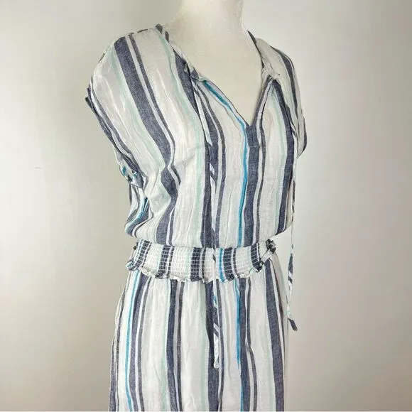 Rails Ashlyn Linen Blend Striped Midi Dress Women’s Size Medium