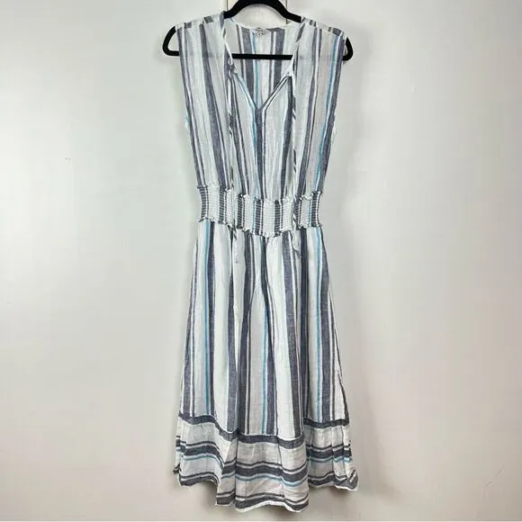 Rails Ashlyn Linen Blend Striped Midi Dress Women’s Size Medium