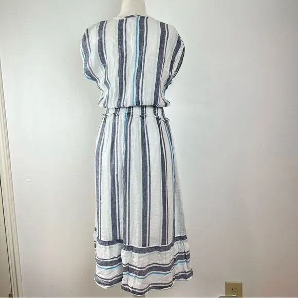 Rails Ashlyn Linen Blend Striped Midi Dress Women’s Size Medium