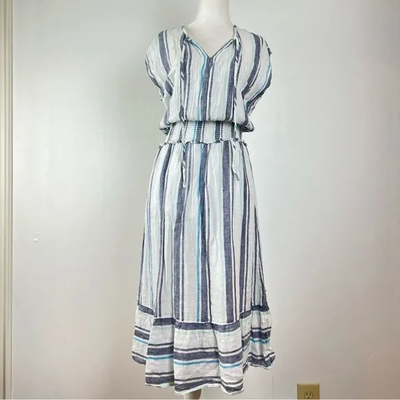 Rails Ashlyn Linen Blend Striped Midi Dress Women’s Size Medium