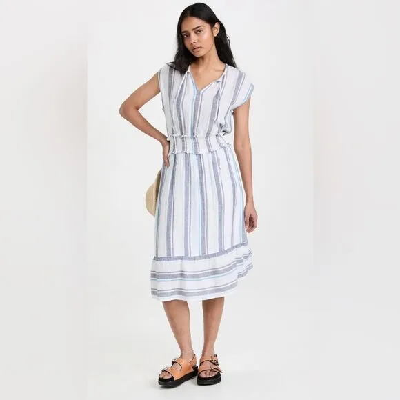 Rails Ashlyn Linen Blend Striped Midi Dress Women’s Size Medium