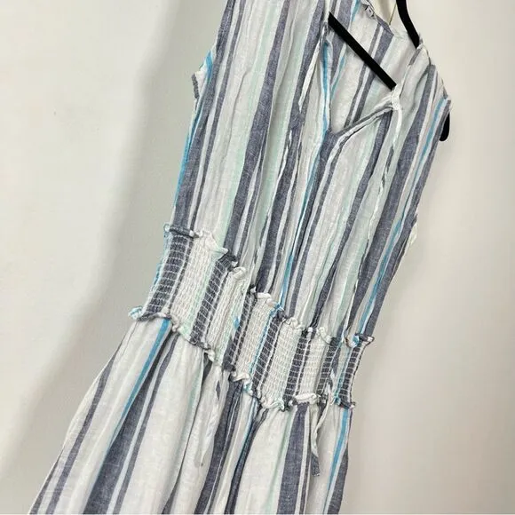 Rails Ashlyn Linen Blend Striped Midi Dress Women’s Size Medium