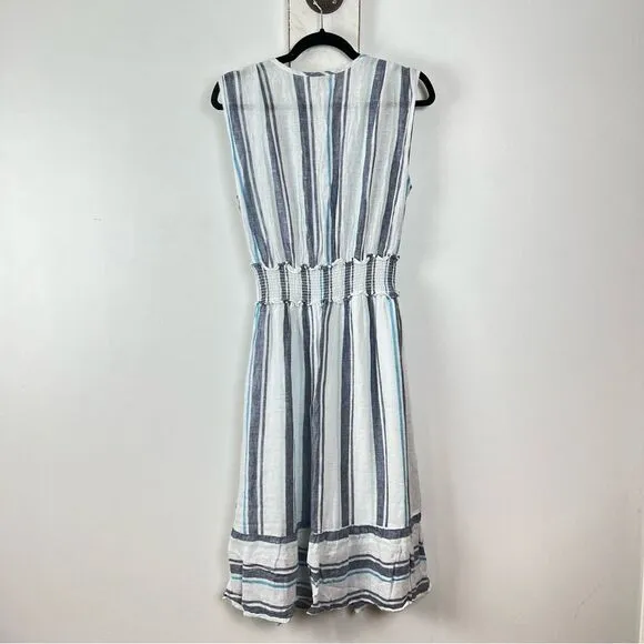 Rails Ashlyn Linen Blend Striped Midi Dress Women’s Size Medium