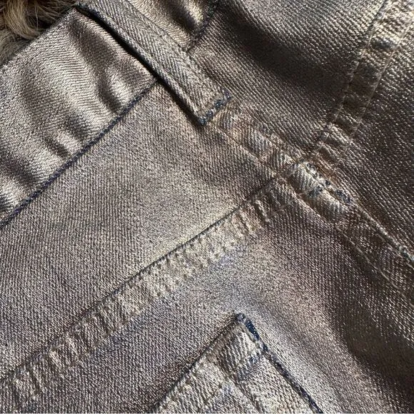 Ralph Lauren Black Label 400 Burnished Bronze Metallic Coated Stretch Denim Jean