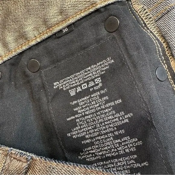 Ralph Lauren Black Label 400 Burnished Bronze Metallic Coated Stretch Denim Jean