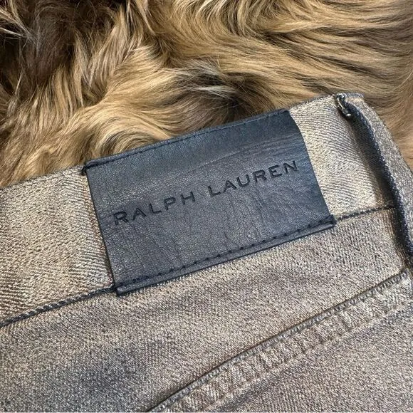 Ralph Lauren Black Label 400 Burnished Bronze Metallic Coated Stretch Denim Jean