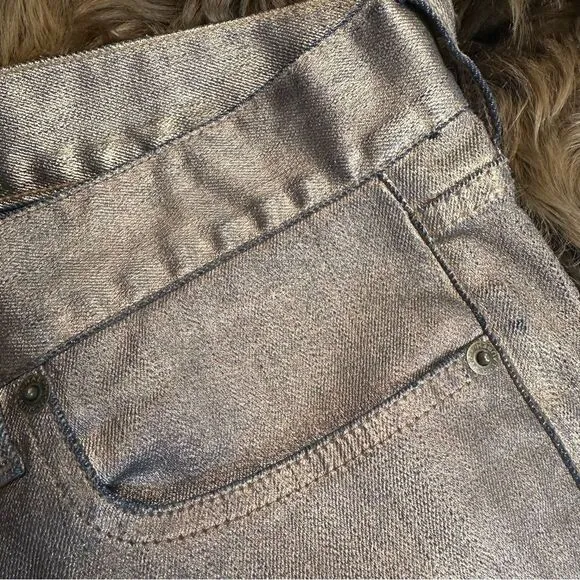 Ralph Lauren Black Label 400 Burnished Bronze Metallic Coated Stretch Denim Jean