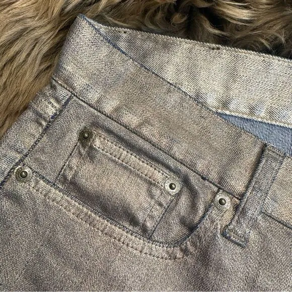 Ralph Lauren Black Label 400 Burnished Bronze Metallic Coated Stretch Denim Jean