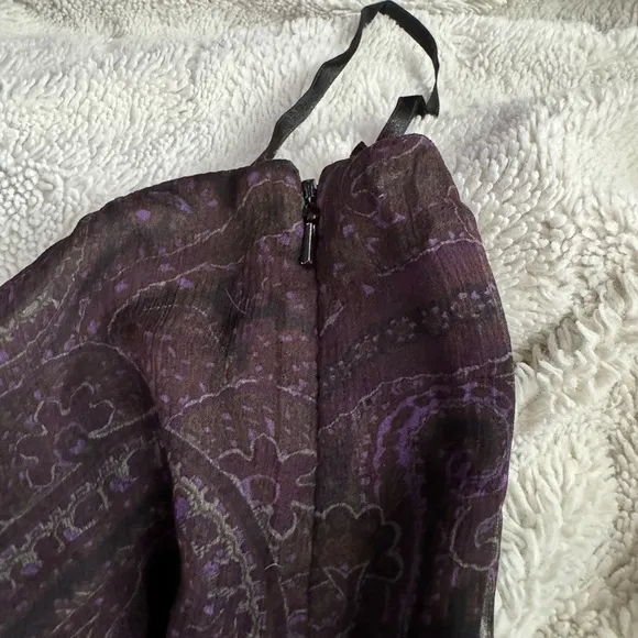 Ralph Lauren Silk Midi Burgundy Paisley Skirt Size 14