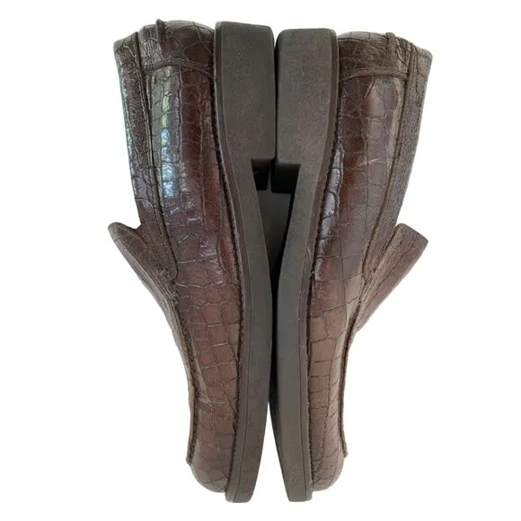 Rare Men’s Donald J. Pliner 8.5 Croc emboss leather loafer Brown GUC Italy 7323