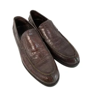 Rare Men’s Donald J. Pliner 8.5 Croc emboss leather loafer Brown GUC Italy 7323