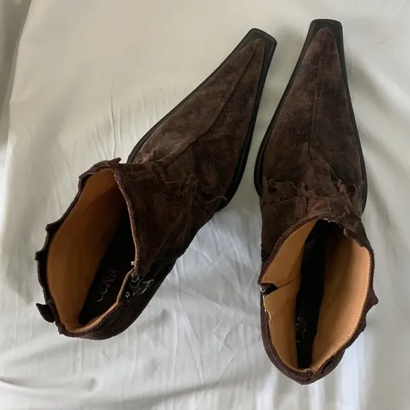Rare “Osvaldo Pericoli” Suede Ankle Heel Boots