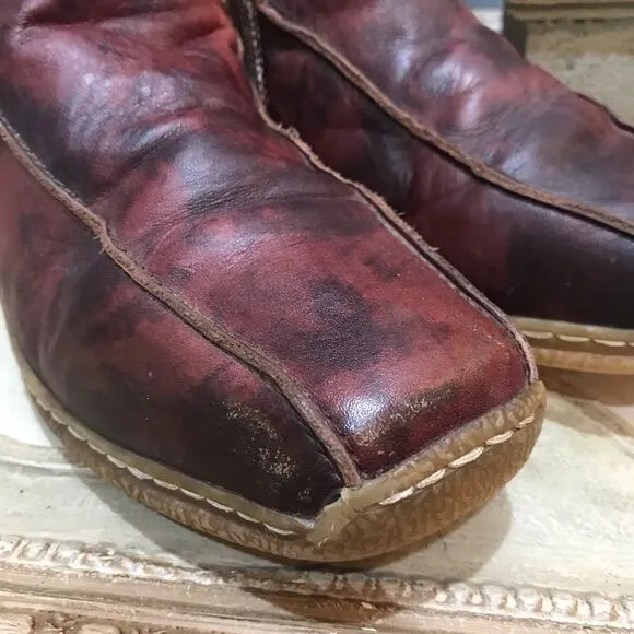 Rare Vintage Italian Gio Cellini Leather Bohemian Patchwork Poker Boots Sz 8.5