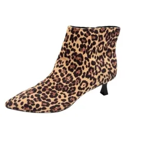 Reaction Kenneth Cole Cheetah Print Pointy Toe Sexy Kitten Heel Ankle Boots 8.5