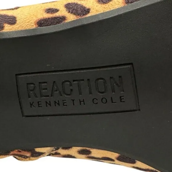 Reaction Kenneth Cole Cheetah Print Pointy Toe Sexy Kitten Heel Ankle Boots 8.5