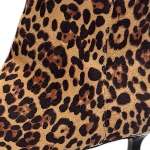 Reaction Kenneth Cole Cheetah Print Pointy Toe Sexy Kitten Heel Ankle Boots 8.5