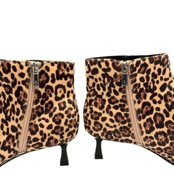 Reaction Kenneth Cole Cheetah Print Pointy Toe Sexy Kitten Heel Ankle Boots 8.5