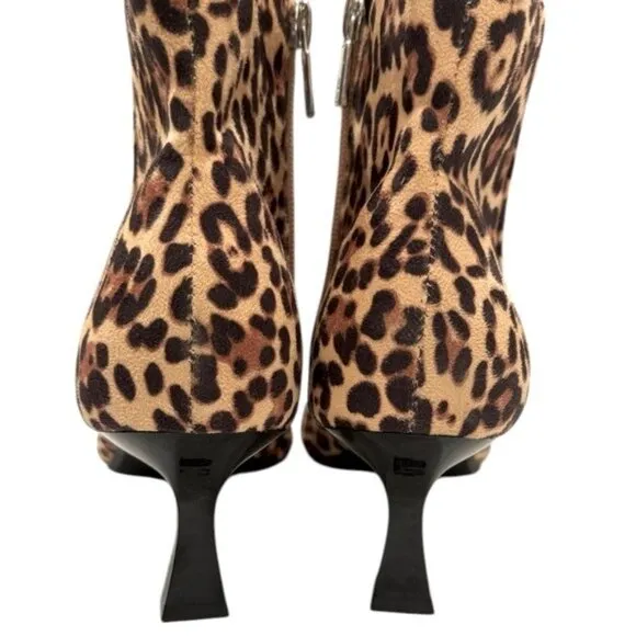 Reaction Kenneth Cole Cheetah Print Pointy Toe Sexy Kitten Heel Ankle Boots 8.5