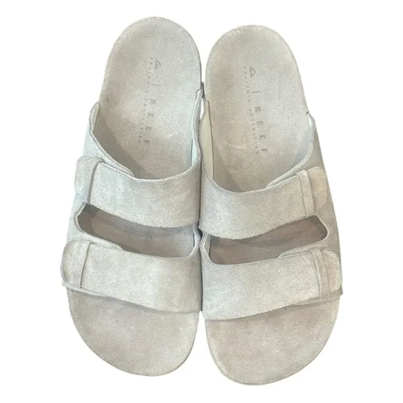 Reef Ojai 2 Bar Suede Leather Slide Sandals Oat/Neutral Men’s 9/Women’s 10 $120
