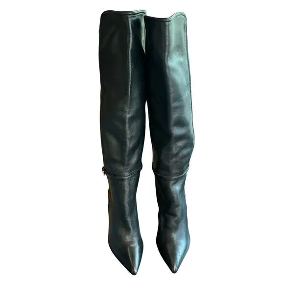 Reiss Caitlyn Leather Knee Boot in Black NWOB Size  38