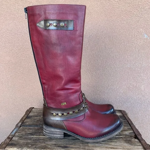 Remonte Tall Red Leather Winter Boots