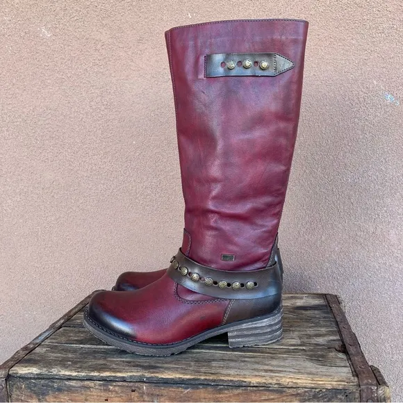 Remonte Tall Red Leather Winter Boots
