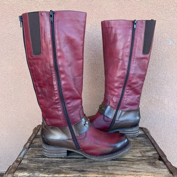 Remonte Tall Red Leather Winter Boots