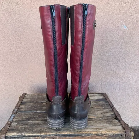 Remonte Tall Red Leather Winter Boots
