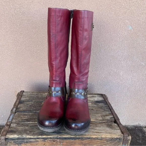 Remonte Tall Red Leather Winter Boots