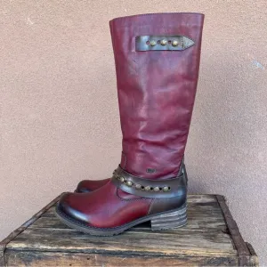 Remonte Tall Red Leather Winter Boots