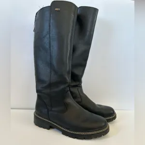 Remonte Women's D0B72-01 Stefanie Smooth Leather Tall Boot, Black, 8 US/39 EU