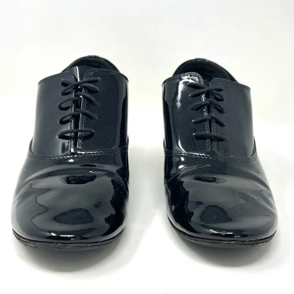 REPETTO Paris Zizi Black Patent Leather Heeled Lace Up Oxford Shoes Size 8/FR40