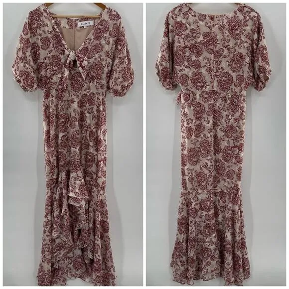 Revolve Elliatt Iridescent Sheath V-Neck Puff Sleeve Cocktail Dress Size Small