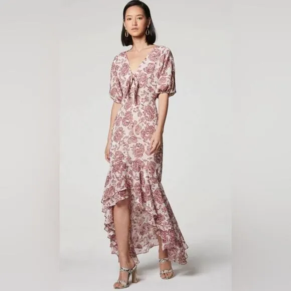 Revolve Elliatt Iridescent Sheath V-Neck Puff Sleeve Cocktail Dress Size Small