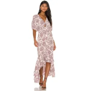 Revolve Elliatt Iridescent Sheath V-Neck Puff Sleeve Cocktail Dress Size Small
